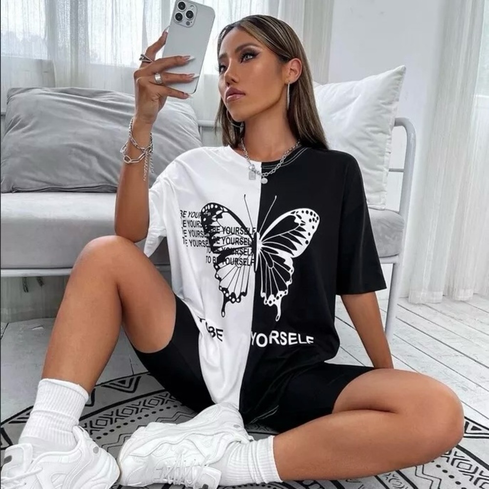 Butterfly Black And White T-Shirt